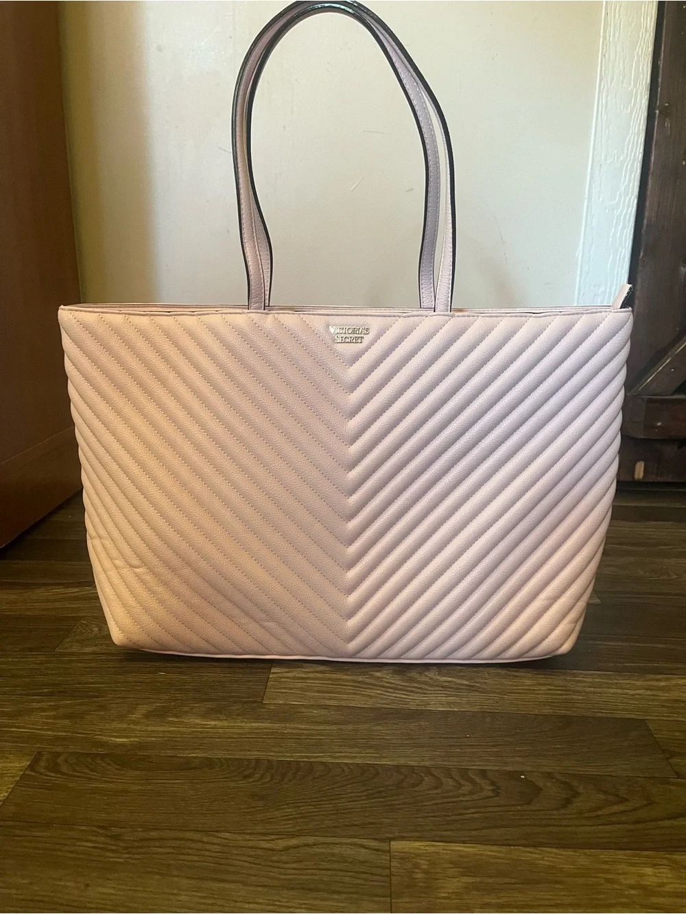 Victoria's Secret Blush Pink Quilted Chevron Tote